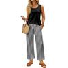 Women Sleeveless Tank Top and Striped Wide Leg Pants Two Piece Set Casual Outfit for Travel Vacation and Home Relaxation