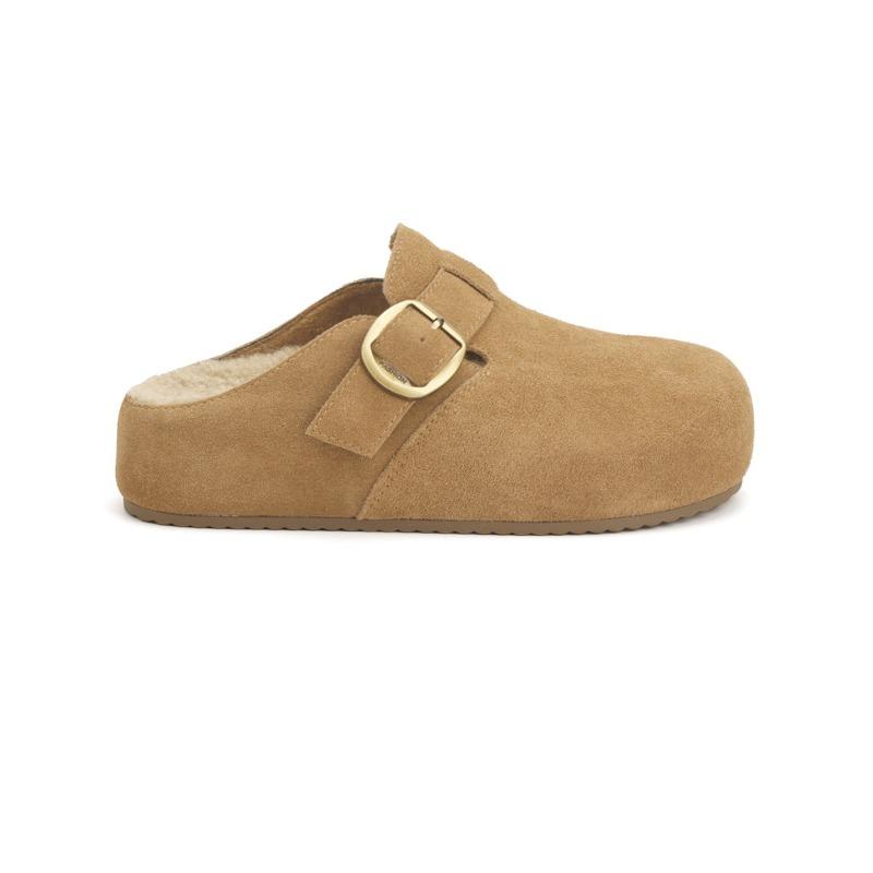 Cowhide Version~ Inner Height Increase Cm Women's Leather Thick-soled Casual Shoes Soft-soled Bag Head Half Slippers