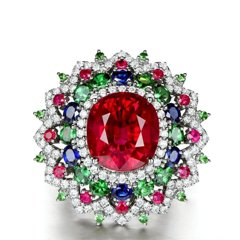 Exquisite Mixed Fancy Crystal With Flower Women 'S Ring Wedding Party Engagement Rings Jewelry Hand Accessories Size 6 -10