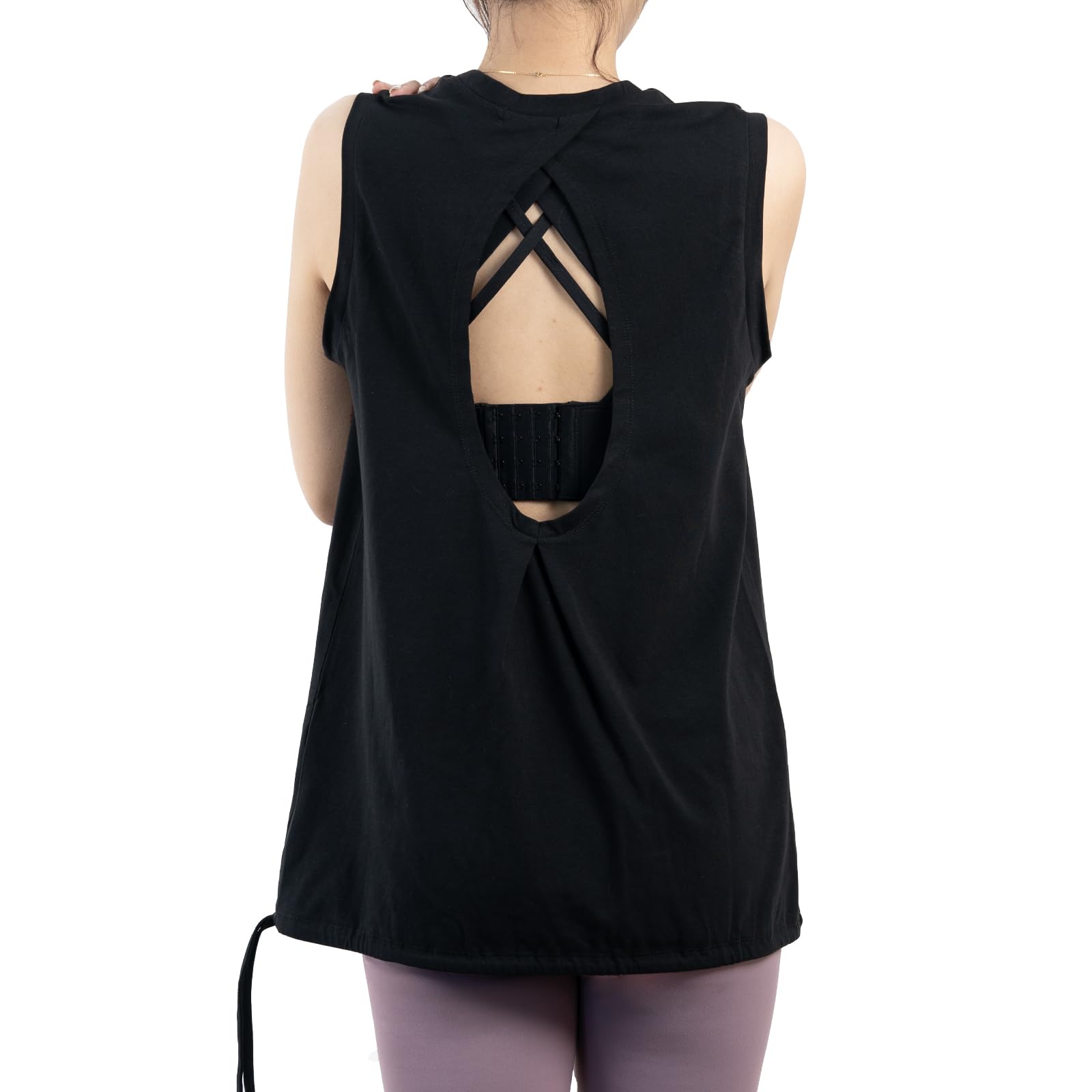 

Yoga Backless Tank Top with a Beautiful Back Loose Cooling Long Short UV Stylish for and Autumn [iito.seasons] Women s Wear, Design, Fit, 2-Way Top, чёрный