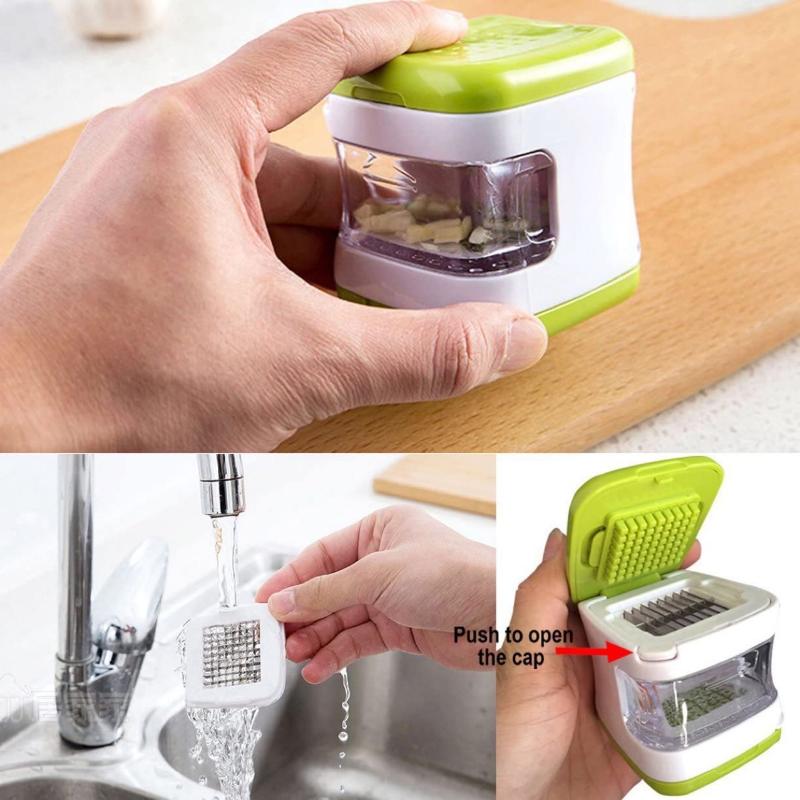 2In1 Mini Garlic Press Chopper Manual Garlic Mincer Slicers Grater With Storage Box Kitchen Fruit Vegetable Toolsols