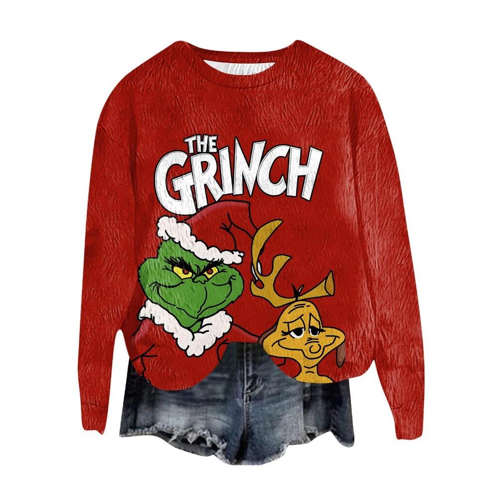 Fashion Men Women's T-shirt Christmas Green Monster Print O-Neck Pullover Top Casual Outdoor Sweatshirt Kids Tees Top Clothing