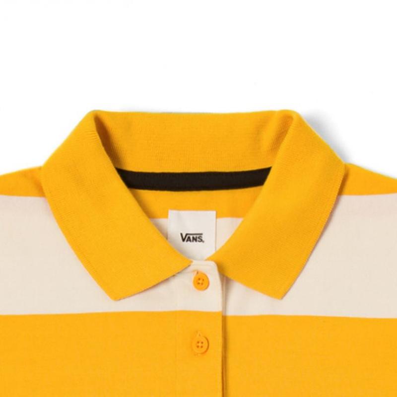 Vans Striped Color Block Letter Logo Embroidered American Vintage Casual Loose Comfortable Polo Dress Women Dresses VN0002SCBQK