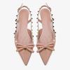 Fashion New Summer Rivet Bownot Solid Color Flat Sandals Fashionable Pointed Versatile Temperament Commuting Shopping Single Shoes 34-41