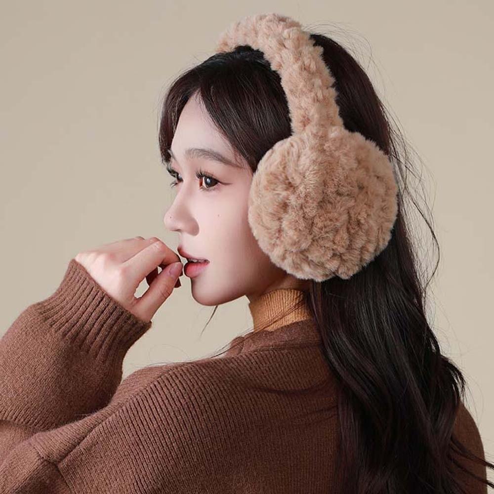 Plush Foldable Ear Cover Windproof Winter Thicken Earflap Fashion Solid Color Earmuffs  Ski
