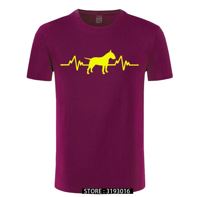 Funny Heartbeat English Bull Terrier Dog T Shirt Men Custom Pattern Cotton Short Sleeve Man Joke Present Tshirt Christmas
