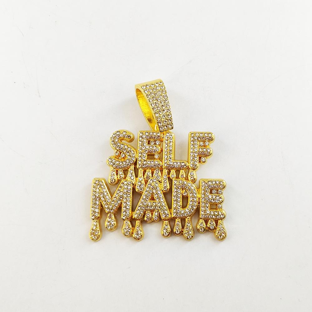 European and American Necklace SELFMADE Double Row Letter Pendant, Personalized and Creative Hip-hop Necklace