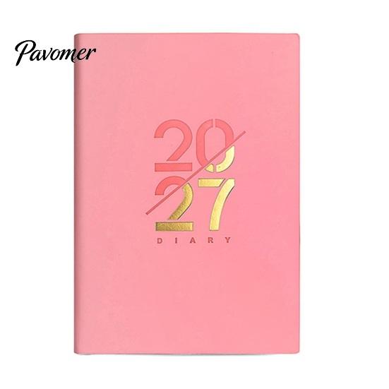 2027 Daily Planner with Monthly And Annual Schedule, A5 Thick Ink-proof Paper Portable Office Stationery Agenda Notebook, Durable PU Leather