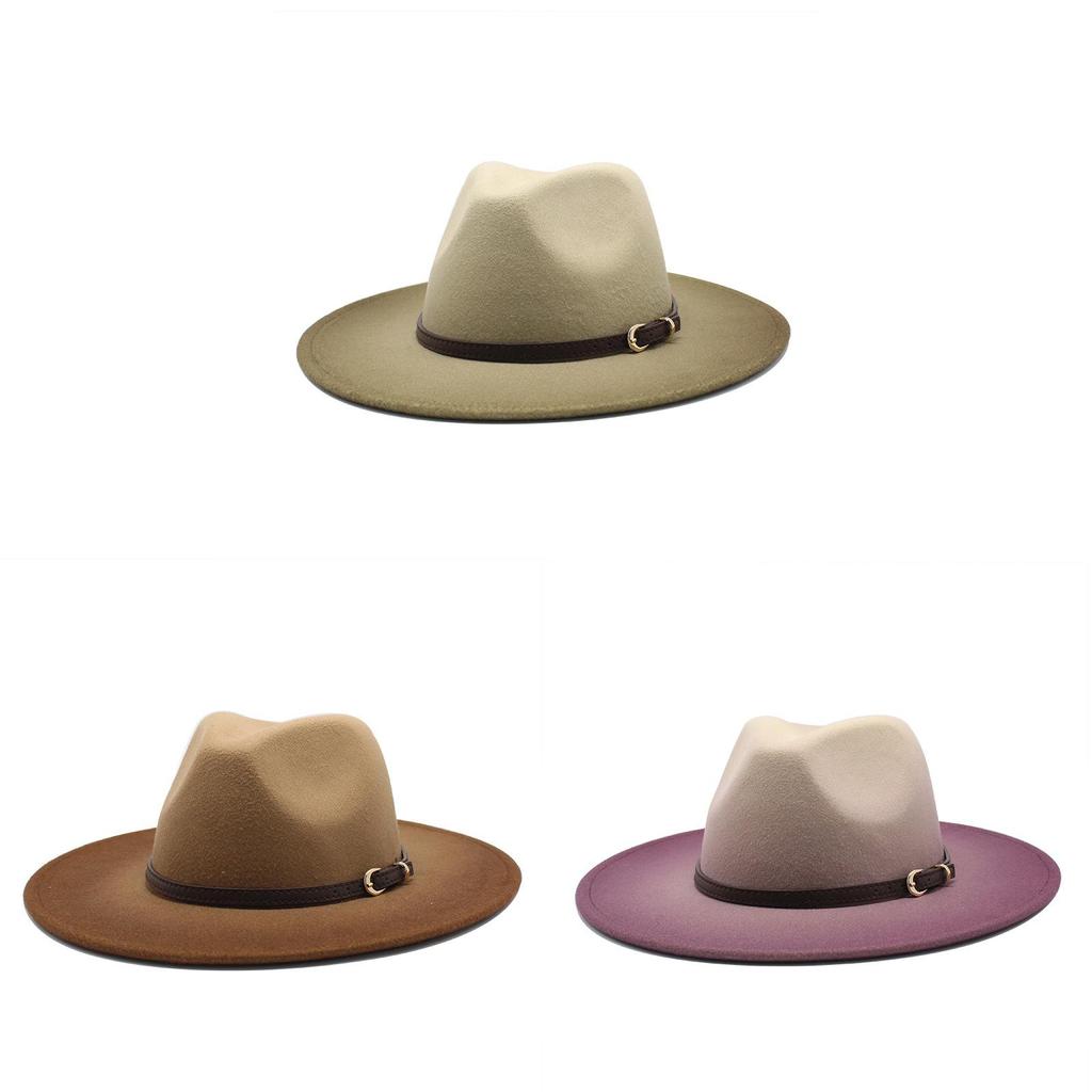 Jazz Style Unisex Felt Hat With Gradient Pattern For Fall Winter Fashion