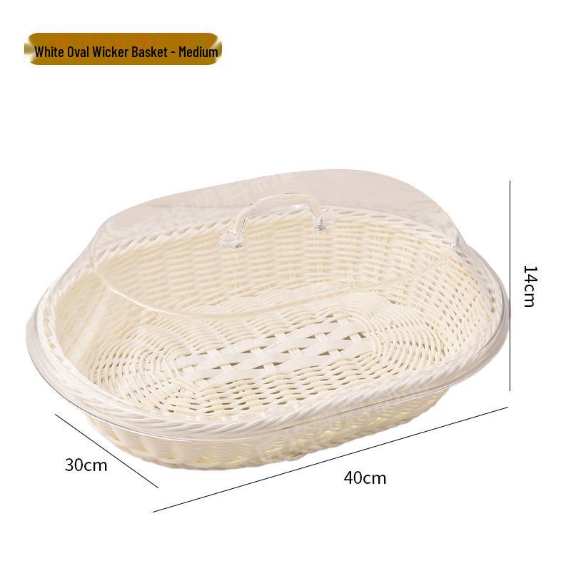 Овальная плетеная корзина с акриловой крышкой для хлеба, овощей и сухофруктов
