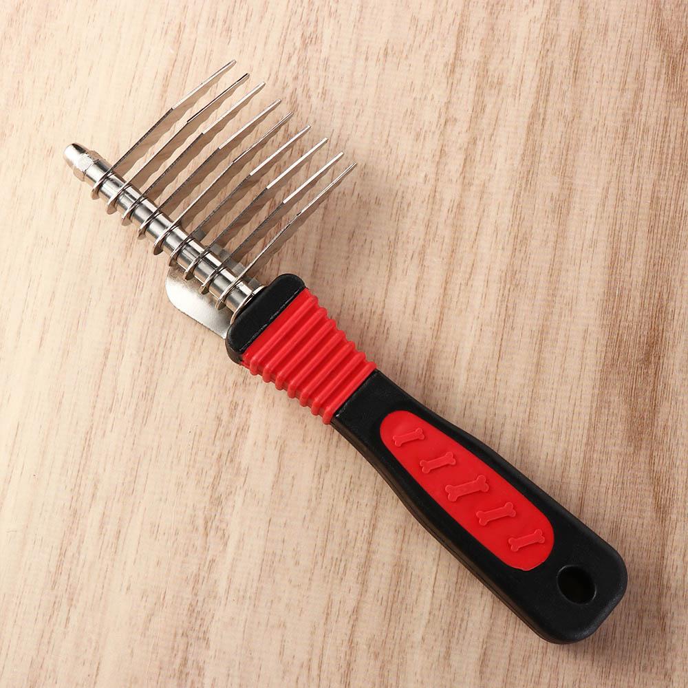 Professional Pet Dematting Fur Rake Non-slip Handle Dog Grooming Brush  Dog Cat Cleaning