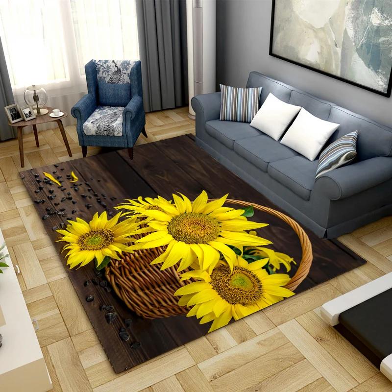 Sunflower Carpet Room Decoration Floor Mat Cute Flowers Nordic Rug Carpets for Bedroom Door Mats Entrance Kitchen Mat Floral Rug