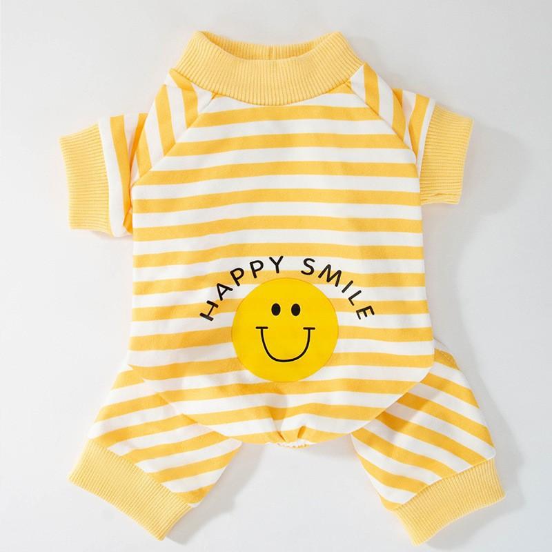 Autumn and winter thin cute bear striped puppy four-legged loungewear cat home air conditioner clothing pet clothes