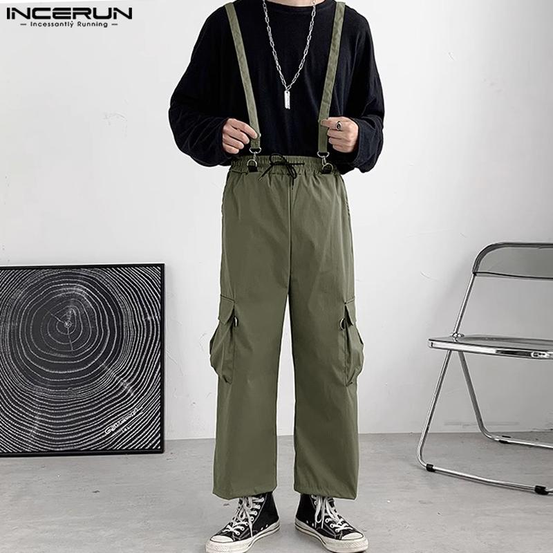 

INCERUN Men Suspender Cargo Streetwear Pants Trousers Overalls