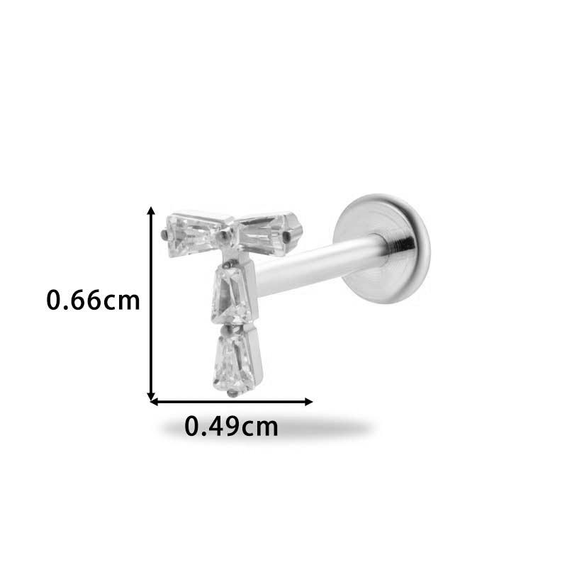 1 pièce G23 Titane Massif Filetage Interne Dos Plat Fleur CZ Clou de Tragus Cartilage Boucle d'Oreille Helix Rook Lobe Labret Bijou de Piercing