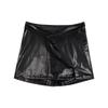 Solid Color Short Mini Skirts Split High Waist A-line Skirt Korean Style PU Leather Skirt  Girls