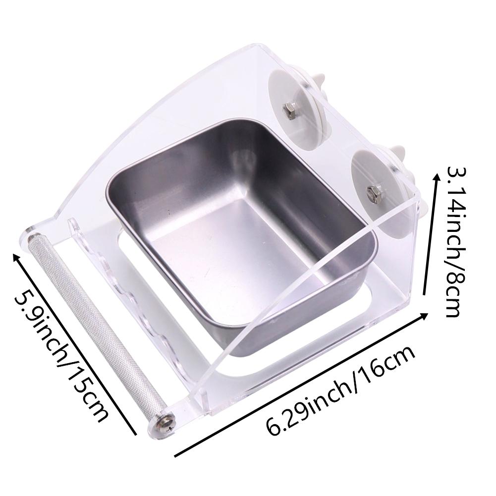 Stainless Steel And Acrylic Bird Feeding Bowl For Splash Guard & Chew-Proof Acrylic Cage Mounted Bird Feeder Food Container