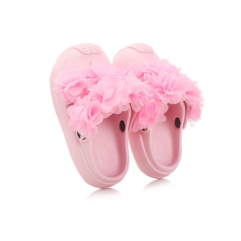 Summer New Baby Slippers Indoor Non-Slip Soft Bottom Comfort Cute Pink Flower Children's Hole Shoes Boys Girls Outdoors Sandals