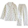 Women's Autumn Long Sleeve Cotton Floral Crinkle Fabric Plus Size Homewear Set