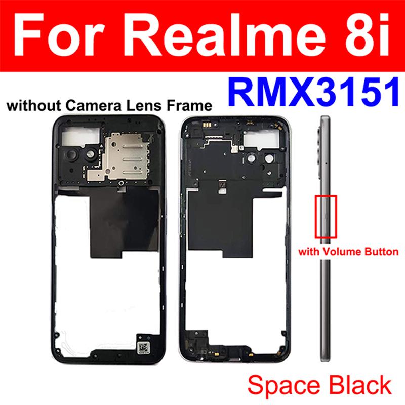 For Realme 8i 8 Pro 8S 8 4G 5G Middle Frame Housing Bezel Middle Frame Cover With Side Button Camera Lens Cover Repair