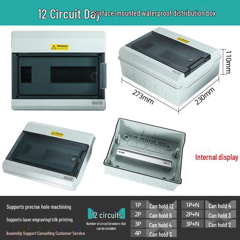 HT-Circuit Waterproof Outdoor Distribution Box for Construction and Household Electric Metering, Surface Mounted Switch Box.