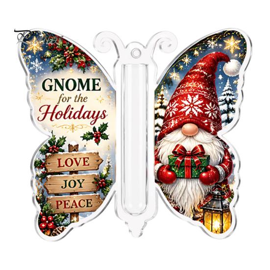 Christmas Keepsake for Money Cash Gift Ornament, 2D Acrylic Butterfly Holder Unique Family Ornament with Clear Compartment Trees, Windows, Doors
