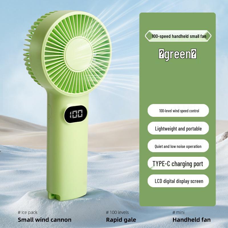 

New 100-Speed Portable Handheld Fan with Digital Display, USB Charging, Ideal for Outdoor Summer Cooling, Customizable Logo Option 7x4x16 cm