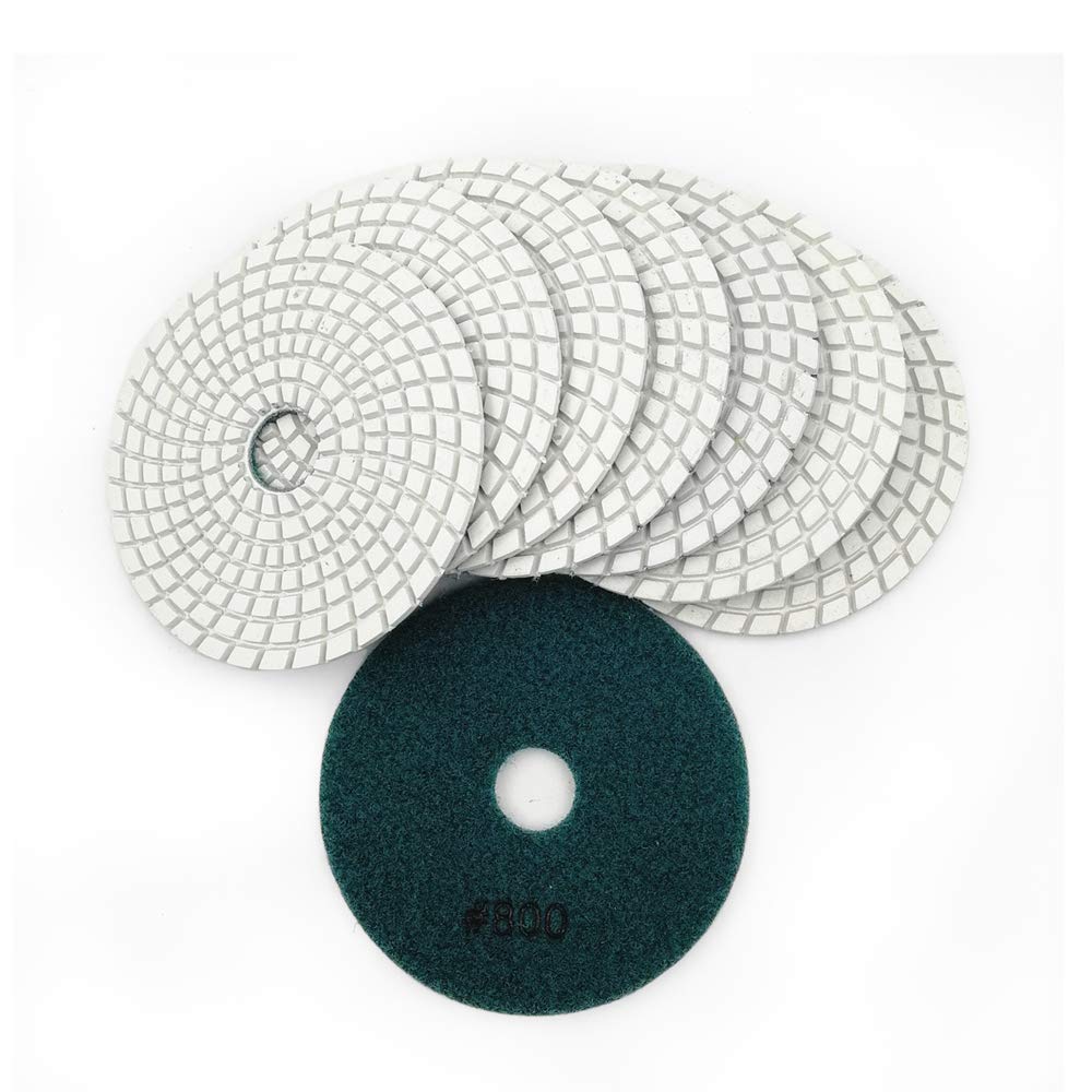 SHDIATOOL 8Pcs 4 Inch Diamond Wet Polishing Pads with White Bond Grit 50 Sanding Pads Grinding Pads for Marble Granite Stone