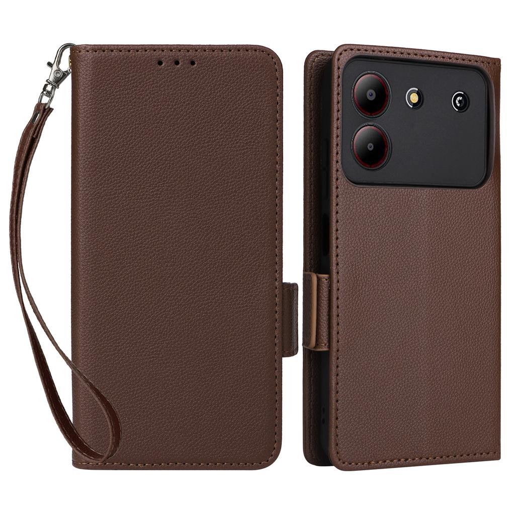 For ZTE Blade A54 Case Leather Wallet Phone Cover with Wrist Strap