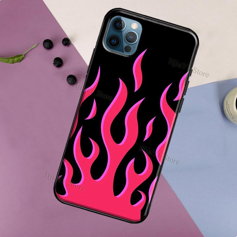 Flame Aesthetic Light Blue Fire Pink Case For iPhone 13 12 11 14 Pro Max 6S 7 8 Plus SE 2020 12 13 Mini X XR XS Max Back Cover