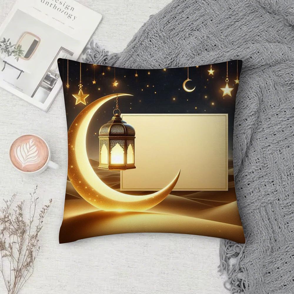 Crescent Moon Fasting Lamp Pattern Pillow Case Pillow Cover Case Square Pillow Case Sofa With Pillow Case For Home Use