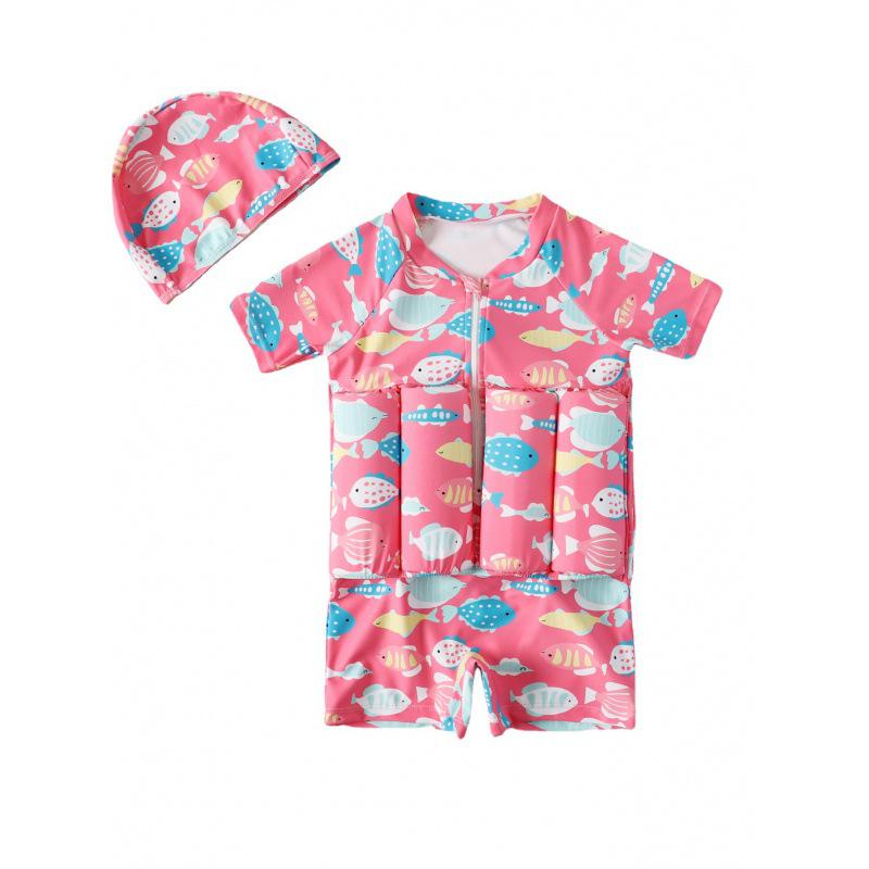 2022 Girls' Short-Sleeve Buoyancy Swimsuit for Infants and Toddlers
