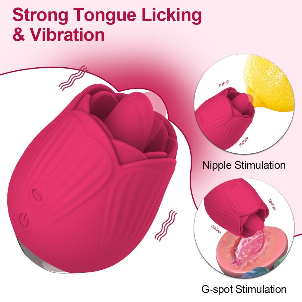 Ženy Rose Vibator Toy Vagina Sací Vibrátor Růžový Vibrátor Savička Orální lízání Klitoris Stimulace Výkonné sexuální hračky