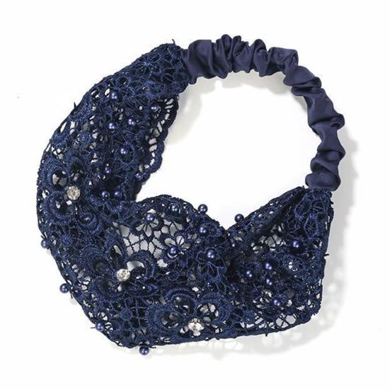 Kvinner hult pannebånd Blomstermønster skinnende rhinestones Faux Pearls Hårbånd Høy elastisk bred hårholder