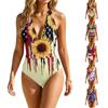 Women's Color-Blocked One-Piece Swimsuit With A Sexy V-neck