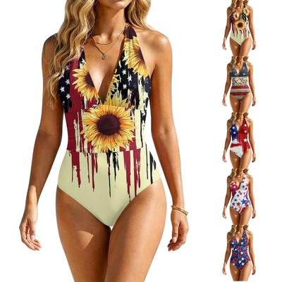 Women's Color-Blocked One-Piece Swimsuit With A Sexy V-neck