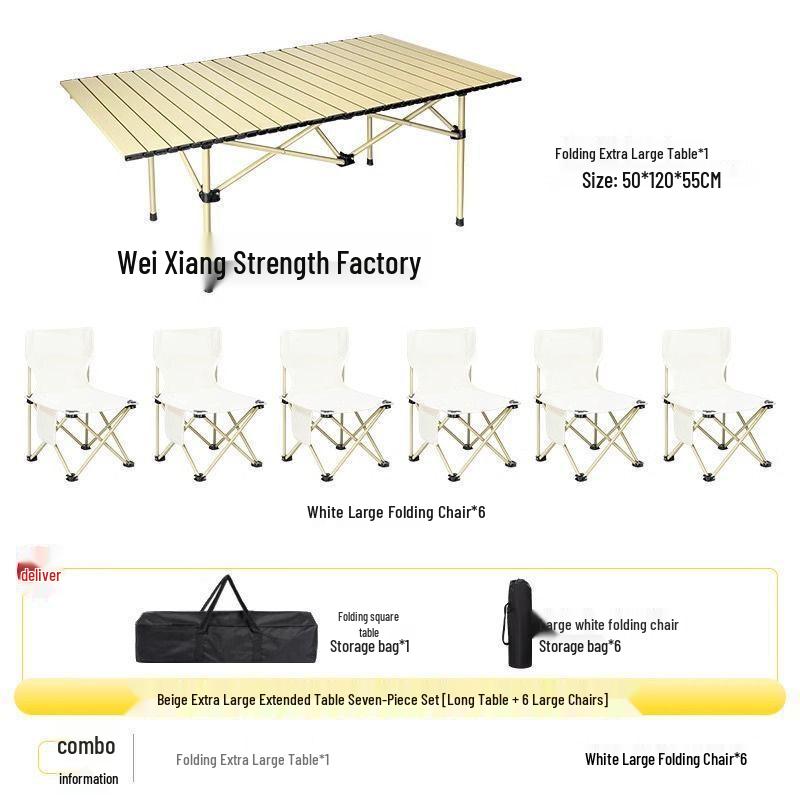 Portable Outdoor Folding Table and Chair Set - Durable Egg Roll Design for Camping, Picnics, & Fishing