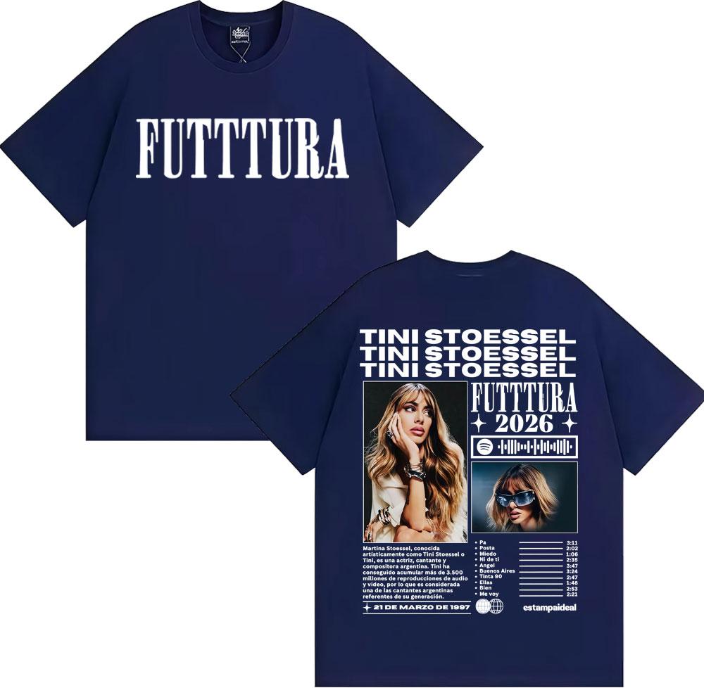 Singer Tini Stoessel Futtura 2026 Tour Merch T-shirts Men Women Harajuku Hip Hop Vintage T Shirt Casual Cotton Oversized T-shirt
