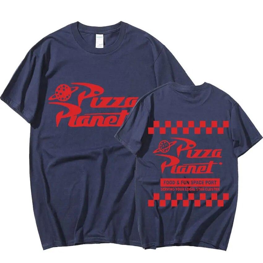 Pizza Planet Print Graphic T Shirt Summer Unisex Fashion Oversized T-shirt Unisex 100% Cotton Short Sleeve T Shirts Tops Streetwear