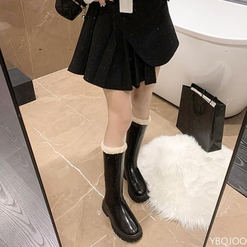 Fashion Thickened long tube boots for women in autumn winter fashionable comfortable warm zippered long tube boots for women