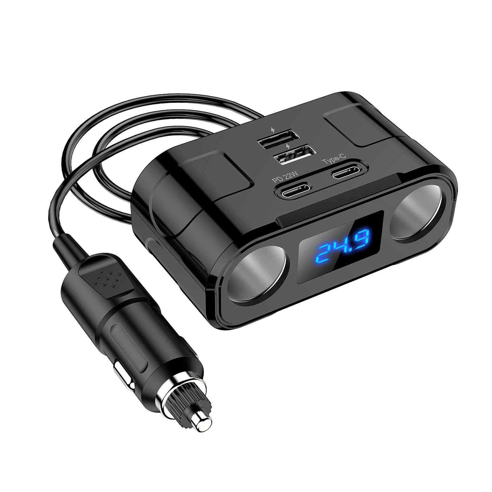 

Автомобильное зарядное устройство с несколькими портами USB C Type-C PD+QC3.0, 4-портовый адаптер для быстрой зарядки автомобилей, грузовиков, микроавтобусов и внедорожников