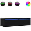 TV Stand with LED Lights Black Oak Effect 100x35.5x25 Cm