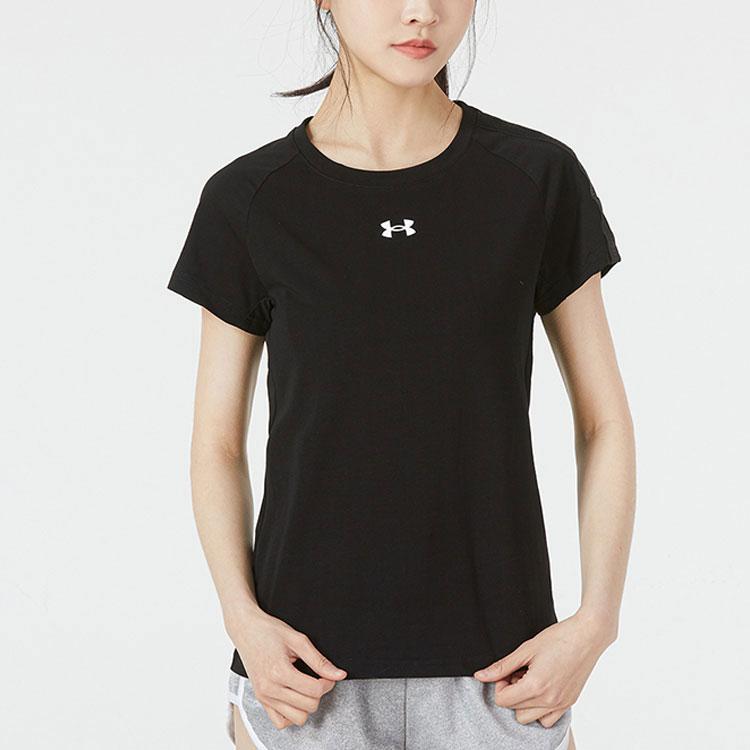 Under Armour Logo Sports Round Neck Comfortable Breathable Casual Short Sleeve T-Shirt Women T-Shirts Black 22500523-001