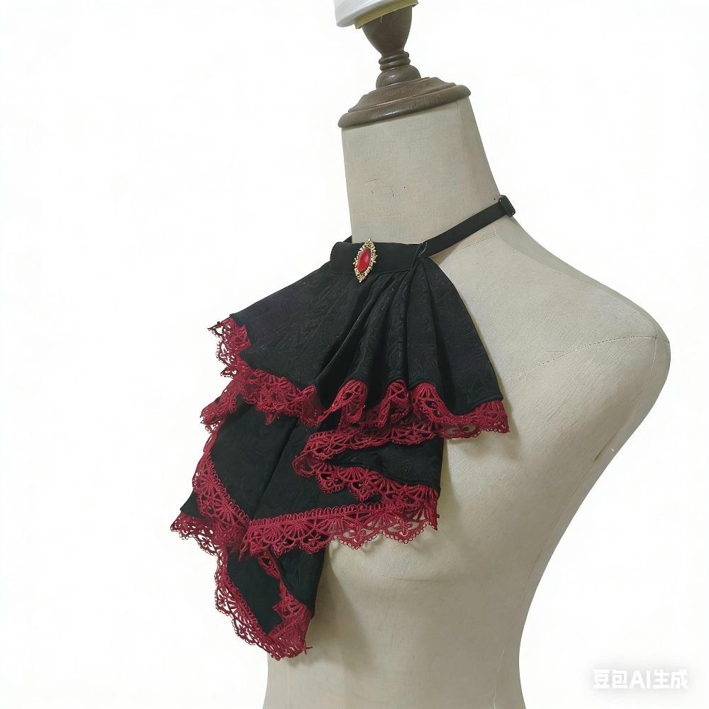 Original Retro Court Style Versatile Fake Collar Saliva Towel Lolita Lace Neck Decoration Gothic Vampire Style Bow Tie