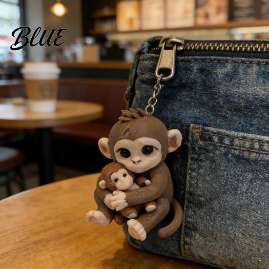 Bedroom Tabletop Decor 3D Printed Monkey Keychain Cute Holding Plush Toy Hanging Backpack Charm for Car Keys Gift Kids Adults Lightweight