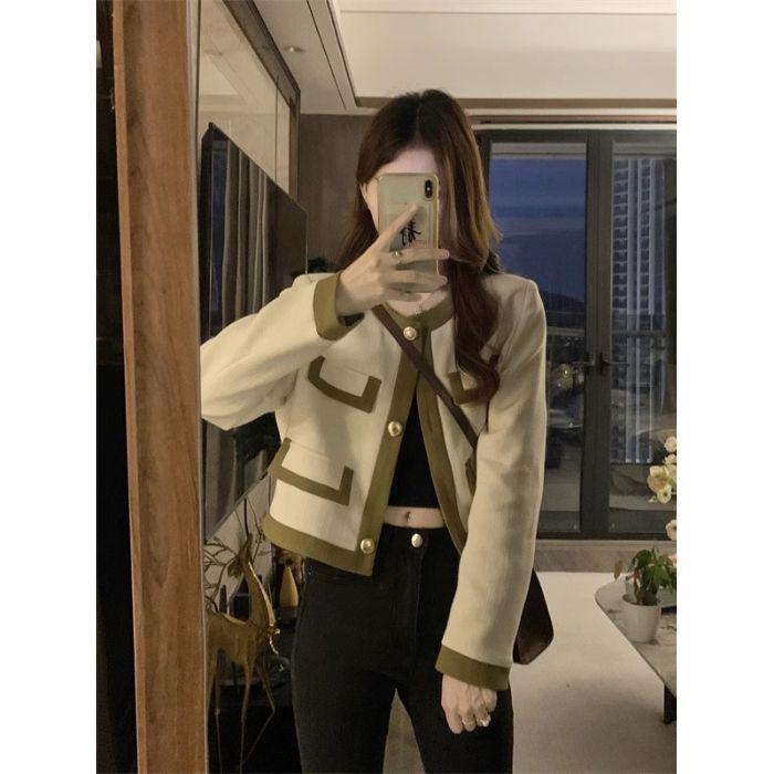 

French small fragrant jacket for women s spring and autumn new small loose design with short cardigan top XL