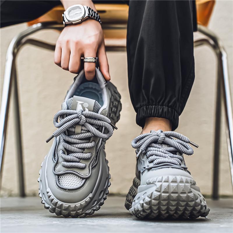 Putian Men's Trendy Summer Breathable Height-Enhancing Dad Shoes with Tire Sole