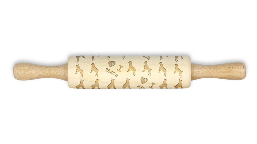Boxer, German Boxer I – Small rolling pin with a dog, patterned dough roller | Art-Dog
