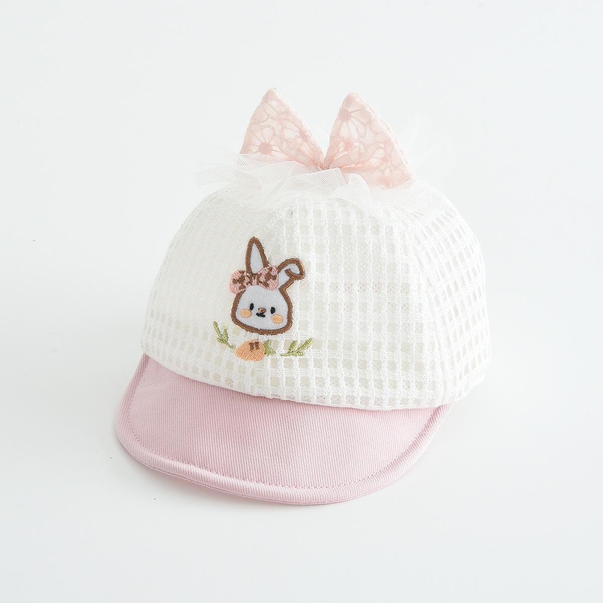 Детская милая сетчатая бейсболка с вышивкой кролика - Дышащая, ветрозащитная, защита от солнца 48-50cm розовый