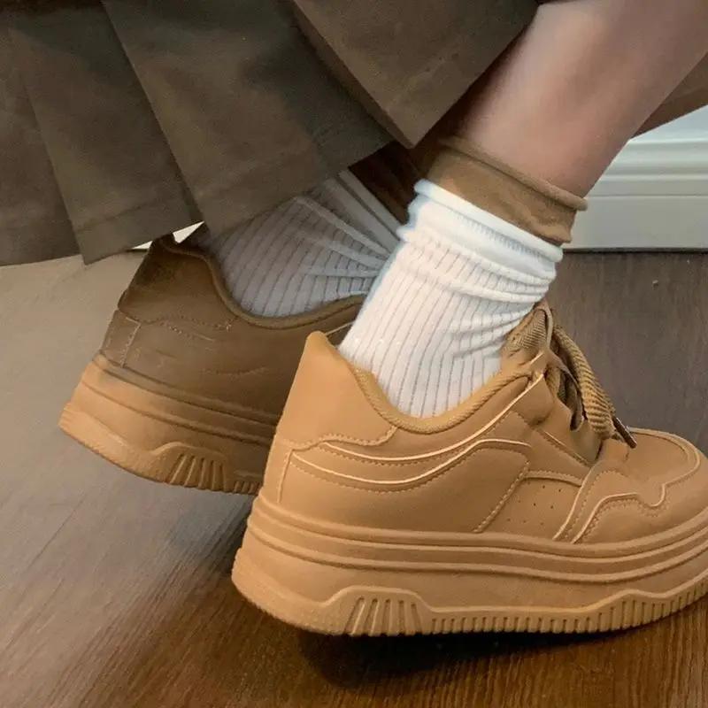 Fashion New Arrival 2025 Lace Up High on Platform Woman Footwear Designer Luxury Light Daily Routine Fashion 39 Casual Shoes for Women